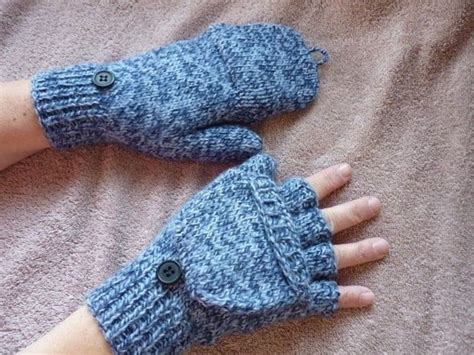 Convertible Fingerless Glovesflap Mittens Handknitted New