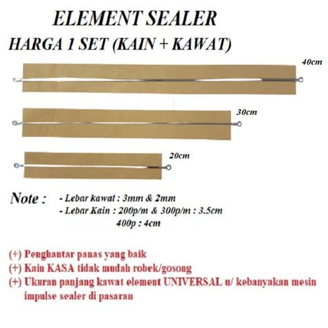 Jual Elemen Kawat Pemanas Sealer Press Plastik Element Impulse