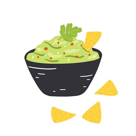 Guacamole en estilo plano de dibujos animados ilustración vectorial