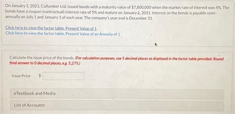 Solved On January Cullumber Ltd Issued Bonds With Chegg