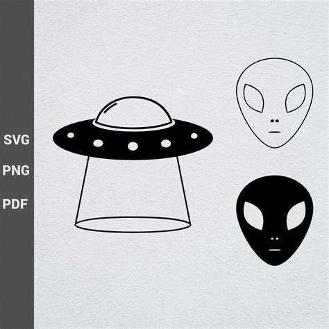 Alien SVG & Outline UFO Png Clipart Silhouette Cut File for - Etsy