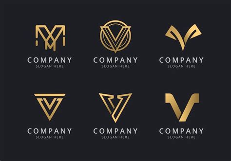 Modelo De Logotipo V Iniciais Uma Cor Dourada Para A Empresa