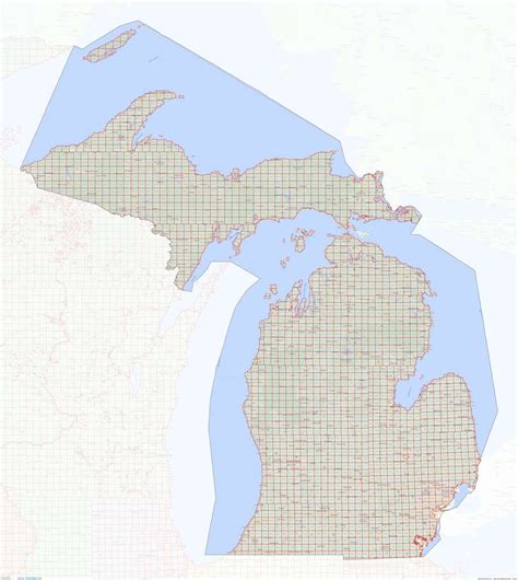 Michigan Township And Range Map - State Coastal Towns Map