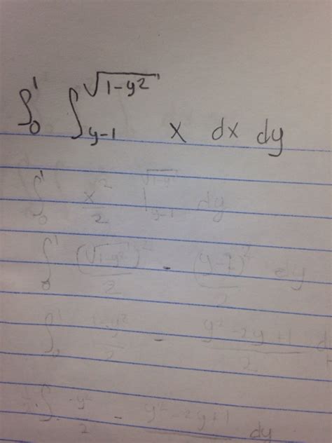 Solved Integral 0 1 Integral Y 1 Squareroot 1 Y 2 X Dx Dy Chegg