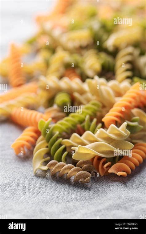 A Variety Of Fusilli Pasta Made From Different Types Of Legumes Green