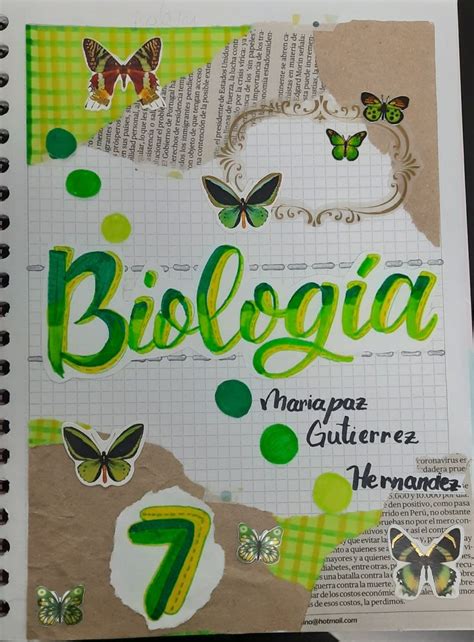 Biología portada School book covers Book cover diy Diy journal books