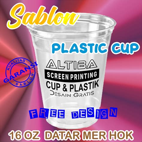 Jual Sablon Gelas Cup Plastik Oz Datar Merk Hok Gelas Cup Sablon