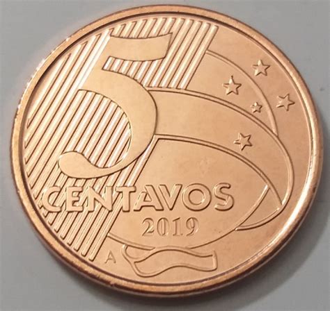 Moeda 5 Centavos 2019 Letra A FC Moedas e Cédulas