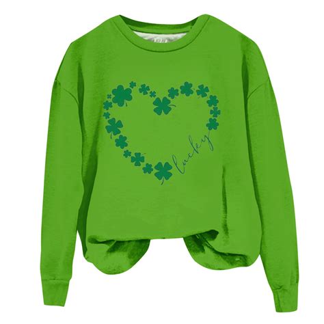 Sksloeg St Patricks Day Tunic Sweaters For Women Lucky Shamrock Long