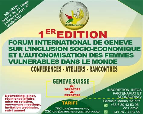 FORUM INTERNATIONAL DE GENEVE SUR L INCLUSION SOCIO ECONOMIQUE ET L