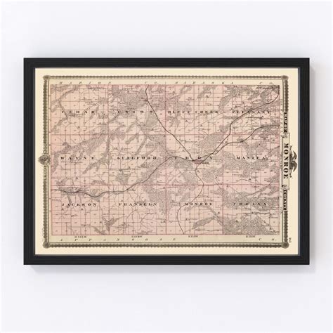 Vintage Map of Monroe County Iowa, 1875 by Ted's Vintage Art