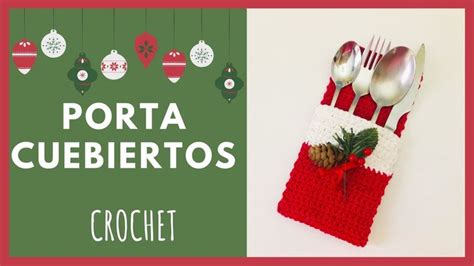 CÓMO HACER UN PORTACUBIERTOS NAVIDEÑO FÁCIL A CROCHET Portacubiertos