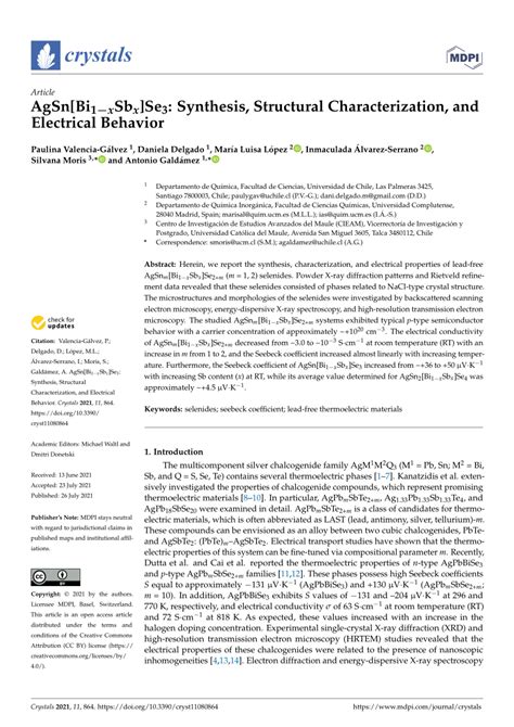 Pdf Agsn Bi Xsbx Se Synthesis Structural Characterization And