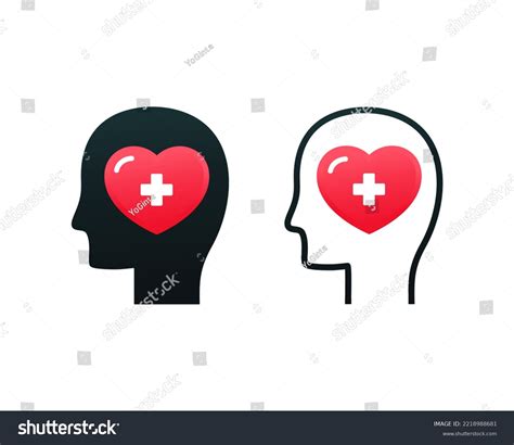 Human Head Heart Icon Mental Health Stock Vector Royalty Free