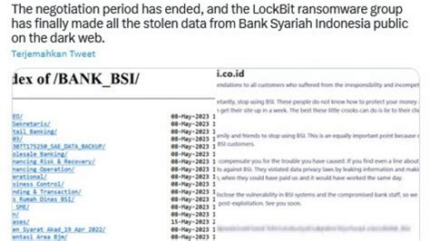 Pesan Hacker Untuk Nasabah Usai Data Bsi Diumbar Di Dark Web