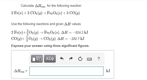 Solved Calculate Ah X For The Following Reaction 2 Fes 3