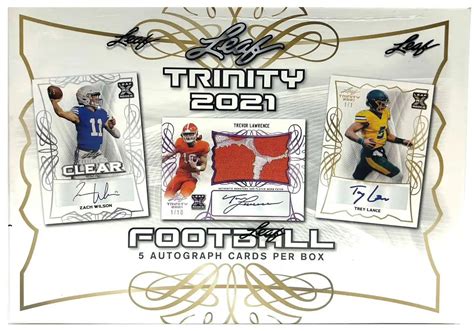 NFL Leaf 2021 Trinity Football Trading Card HOBBY Box 5 Autograph Cards