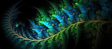 Premium Photo Blue And Green Twisting Fractal Fern Panoramic