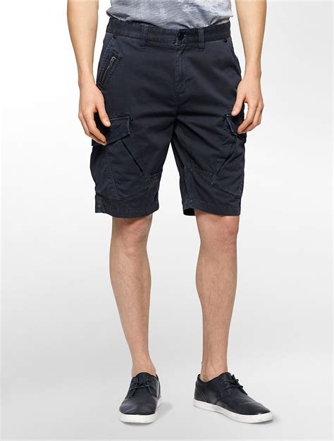 Calvin Klein Jeans Zip Detail Cargo Shorts In Blue For Men Lyst