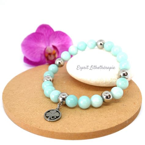 Bracelet en Amazonite pierre naturelle de qualité Esprit Lithothérapie