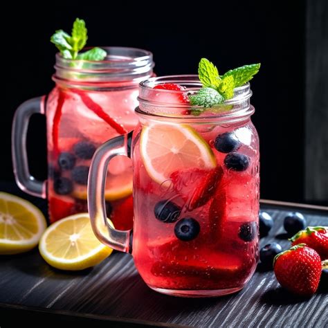 Premium Ai Image Lemonade Cocktail In A Mason Jar