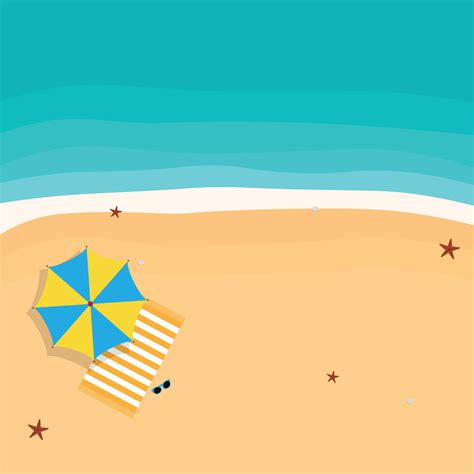 Seashore Top View Beach Umbrella Summer With Sand Sea Water And Beach