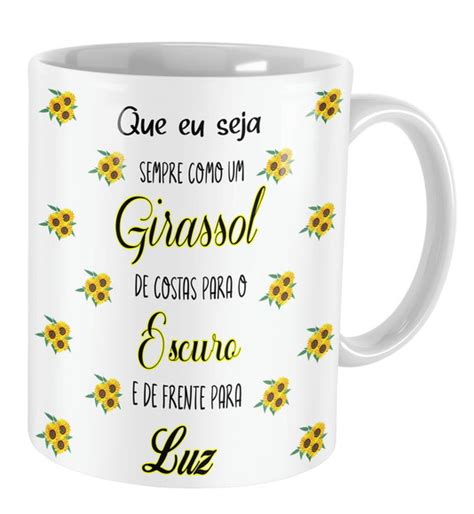 Caneca Personalizada Girassol Para Presente Elo