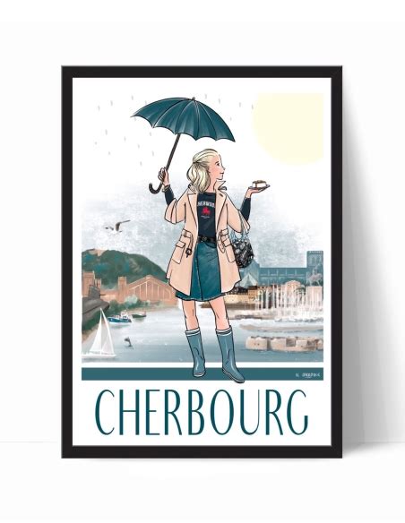 Affiche Cherbourg By AC Larroque Illustrations 30 X 40 Cm