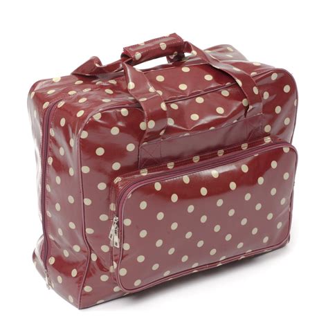 Hobby T Mrb003 Pvc Sewing Machine Bag Polka Cotton Burgandy