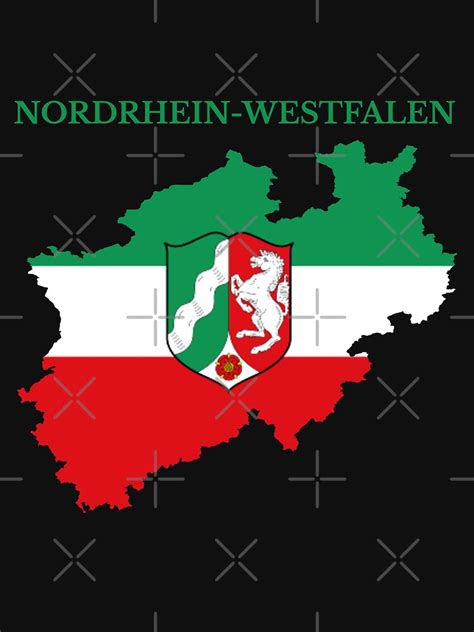 "North Rhine-Westphalia, Nordrhein Westfalen Map Flag, Germany" T-shirt ...