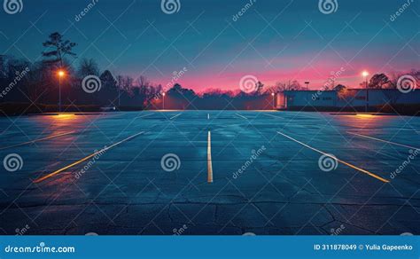 Illuminated Night Parking Lot Stock Image - Image of generative, illumination: 311878049