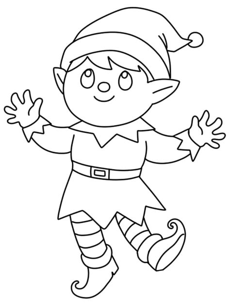 Dibujos de Duende Navideño con un Regalo para Colorear para Colorear