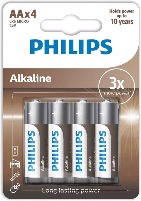 Philips Batteri Alkaline AA LR6 4 Pack Se Priser