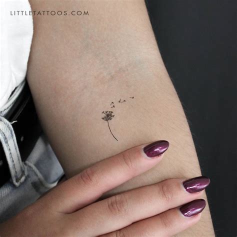 Minimalist Blown Dandelion Temporary Tattoo Placed On