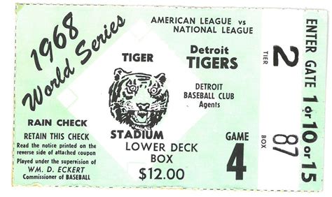 Lot Detail - 1968 Detroit Tigers World Series Ticket