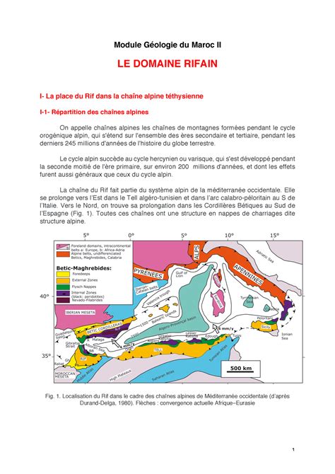 Rif Partie 1 Module Géologie du Maroc II LE DOMAINE RIFAIN I La