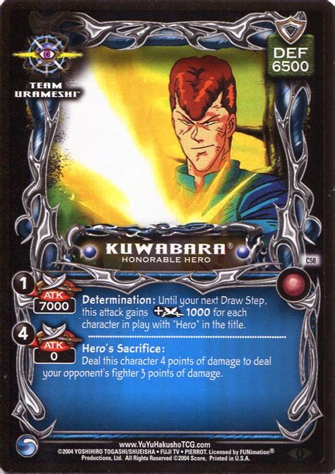 Kuwabara Honarable Hero Yu Yu Hakusho Tcg