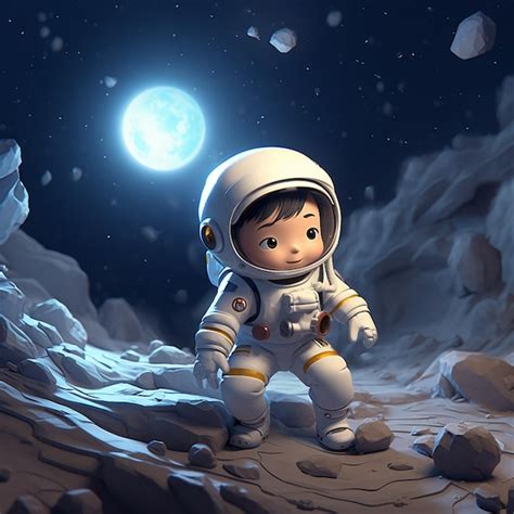 Premium AI Image Cartoon Astronaut In A Space Suit Standing On A