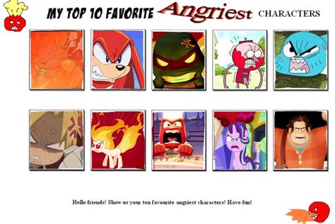 My Top 10 Favorite Angriest Characters By Sloanvandoren On Deviantart