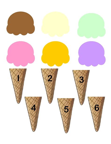 Preschool Printable Adding Ice Cream Cones