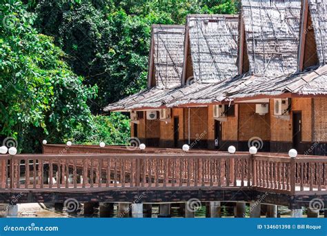 Beach Resort with Nipa Hut Cottages and Forest As Background Stock ...