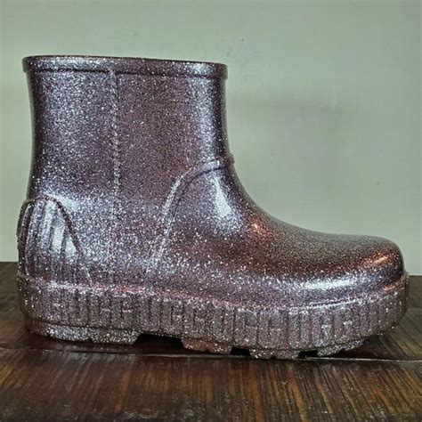 UGG Shoes Ugg Drizlita Rain Boots Shoes Womens 7 Glitter Pink Gray