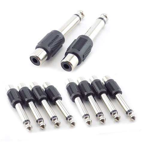 10pcs Rca Female Jack To 635mm 14 Male Mono Plug Audio Adapter