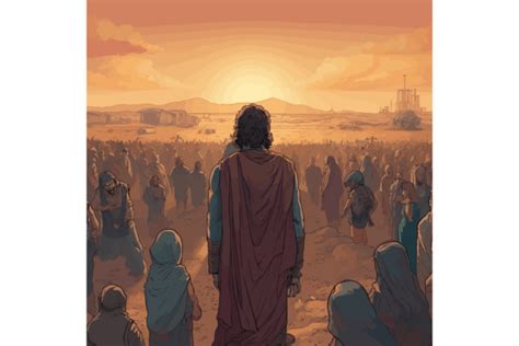 Jesus Disciples Desert Crowd Vector Illustration Graphic By Evoke