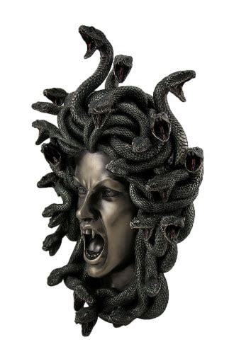 Head Of Medusa The Greek Gorgon Serpent Bronze Finish Statue One Size