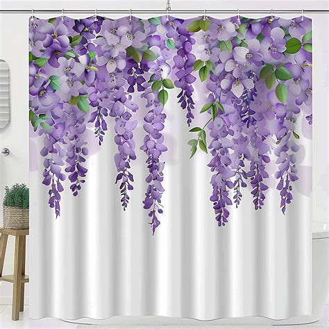 Elevate Your Bathroom With Elegant Purple Wisteria Floral Shower