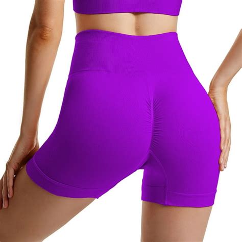 Awxnjux Womens Shorts Workout Yoga Shorts For Women 5 Inches Spandex High Waisted Soft Biker