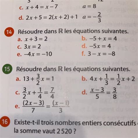 R Soudre Dans R Les Quations Suivantes Sil Vous Pla T Aidez Moi