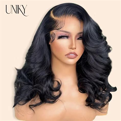 Uniky Hair 14 16inch Body Wave Bob Wig Side Part Brazilian Human Hair 13x1 Lace Frontal Wig Deep