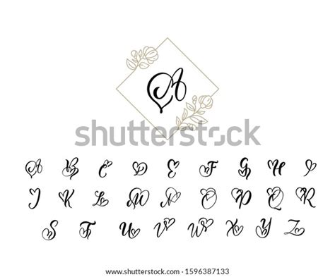 Handwritten Heart Calligraphy Monogram Alphabet Valentine Stock Vector